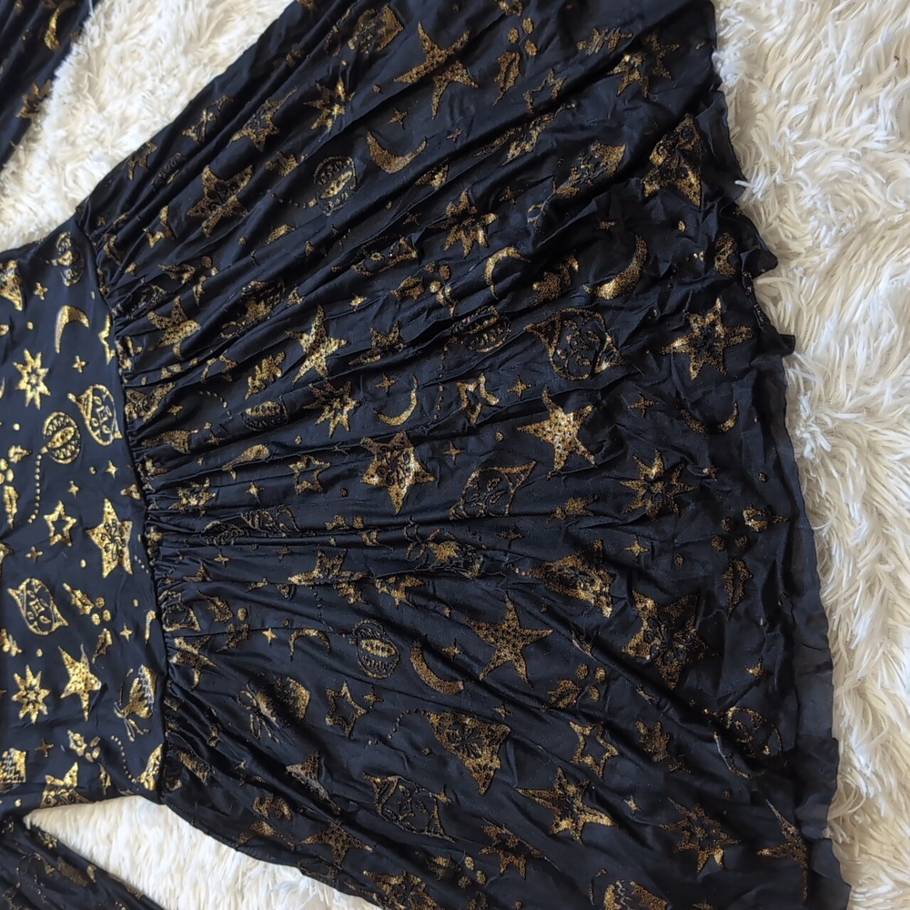 NWT Blackmilk Gold Burned Velvet Goth Christmas Baubles Dress Size Medium - Picture 6 of 16